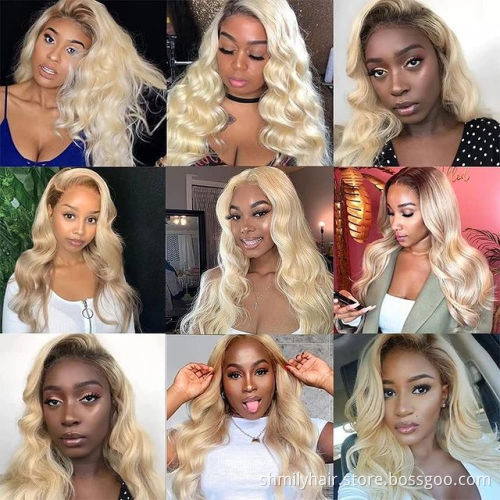 Shmily Virgin Cuticle Aligned Brazilian Frontal Human Hair 613 Blonde Transparent Lace Front Wig With Baby Hair For Black Women